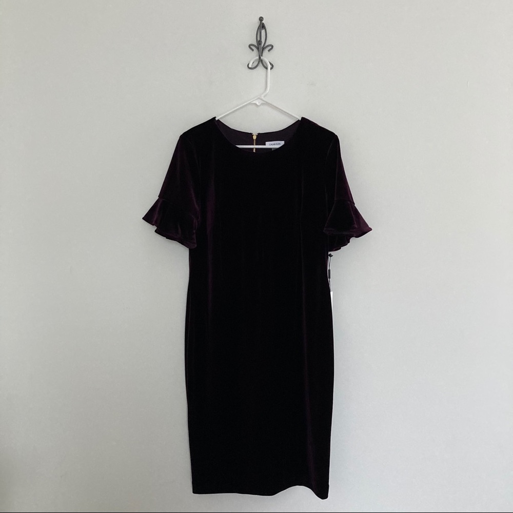 Calvin Klein Short Sleeve Velour Dress Size 14